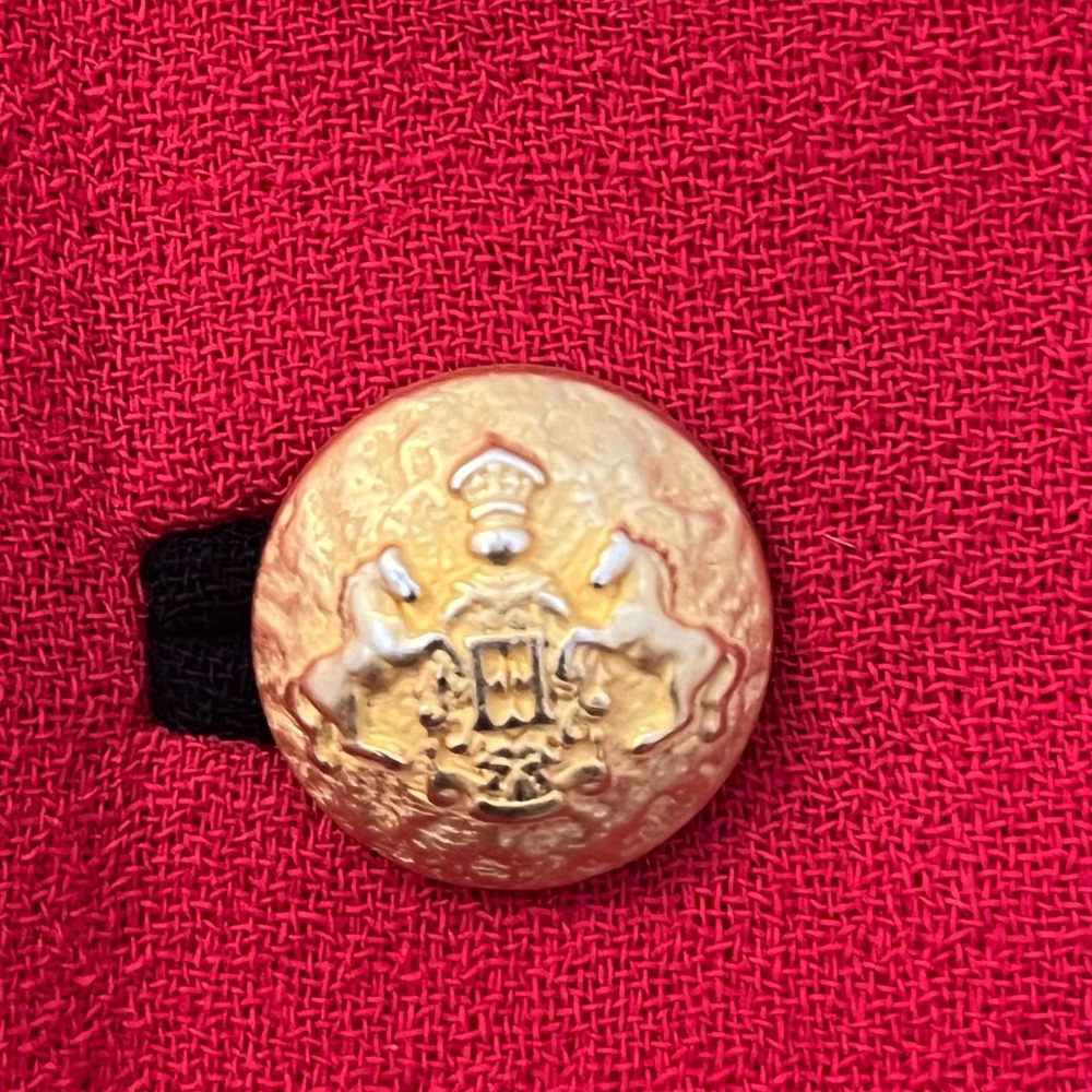 Escada Red Blazer with Black Trim and Gold Buttons - Picture 6 of 10